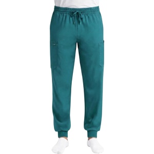 Just Love Men’s Jogger Scrub Pants, 6-Pocket 4-Way Stretch Slim Fit Medical Uniform Bottoms with Drawstring(Carribean Blue Stretch Fabric)