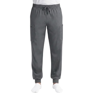 Just Love Men’s Jogger Scrub Pants, 6-Pocket 4-Way Stretch Slim Fit Medical Uniform Bottoms with Drawstring(Dark Grey Stretch Fabric)