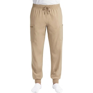 Just Love Men’s Jogger Scrub Pants, 6-Pocket 4-Way Stretch Slim Fit Medical Uniform Bottoms with Drawstring(Khaki Stretch Fabric)