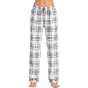 Just Love Women’s Buffalo Plaid Pajama Pants, 100% Cotton Jersey Knit Sleep and Lounge PJ Bottoms(Plaid – Grey)