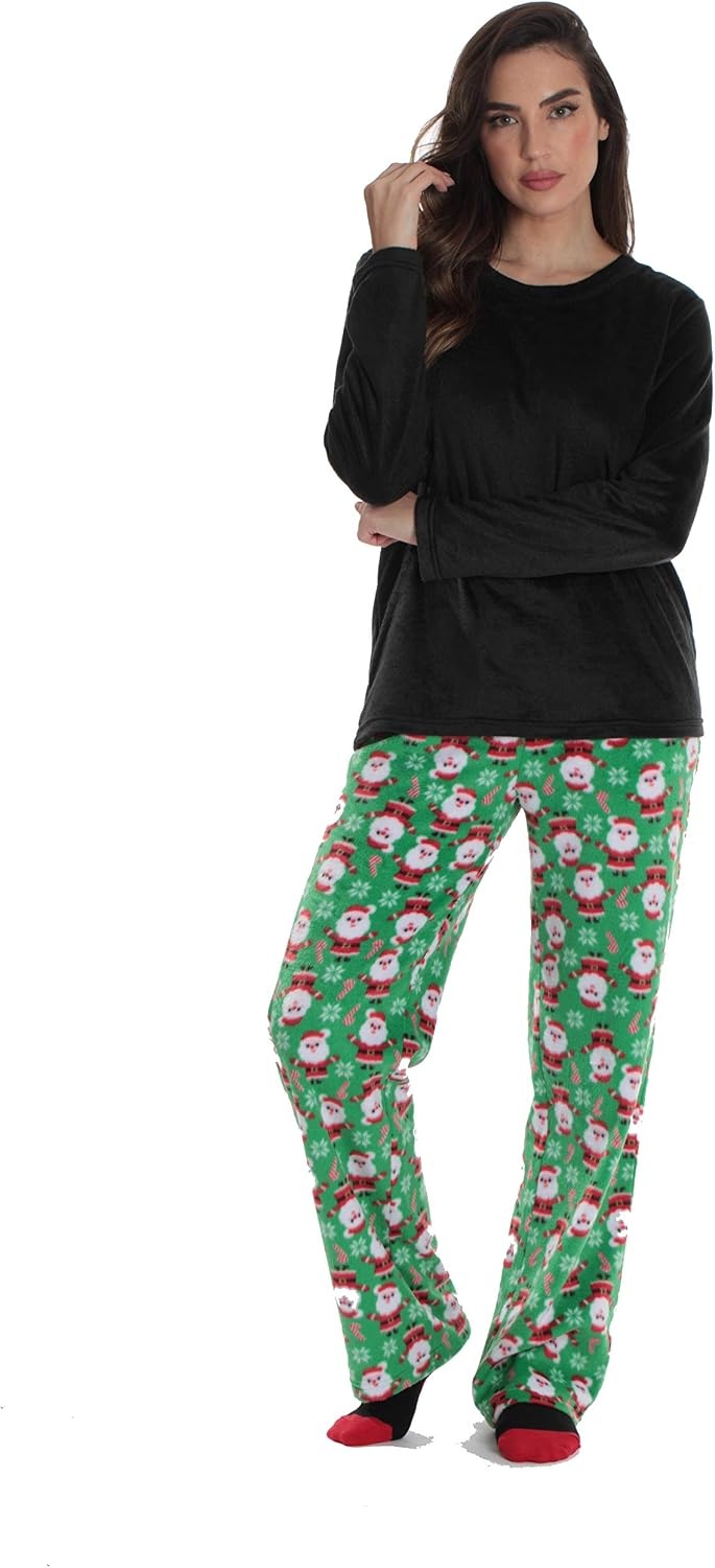 image:imageJust Love Pajama Pants Set Womens with SocksGreen Santa Baby