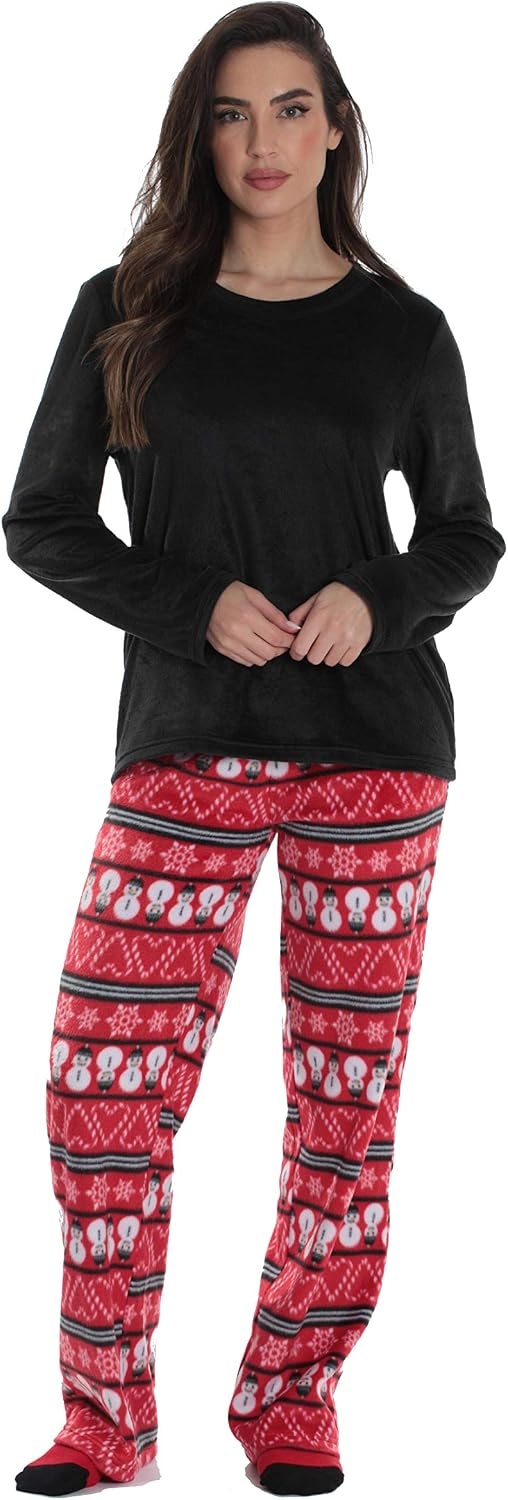 image:imageJust Love Pajama Pants Set Womens with SocksRed Candycane Snowman
