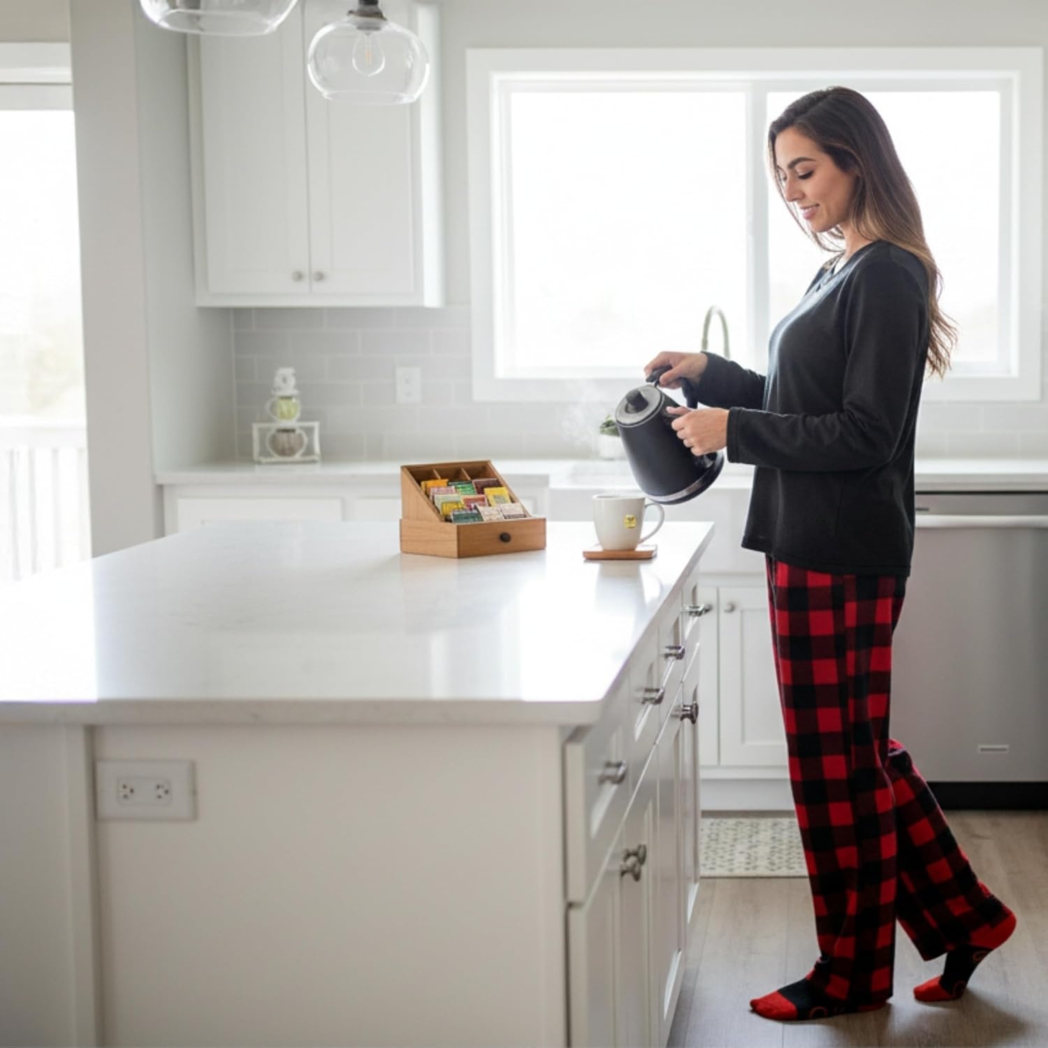 image:imageJust Love Pajama Pants Set Womens with SocksRed Candycane Snowman