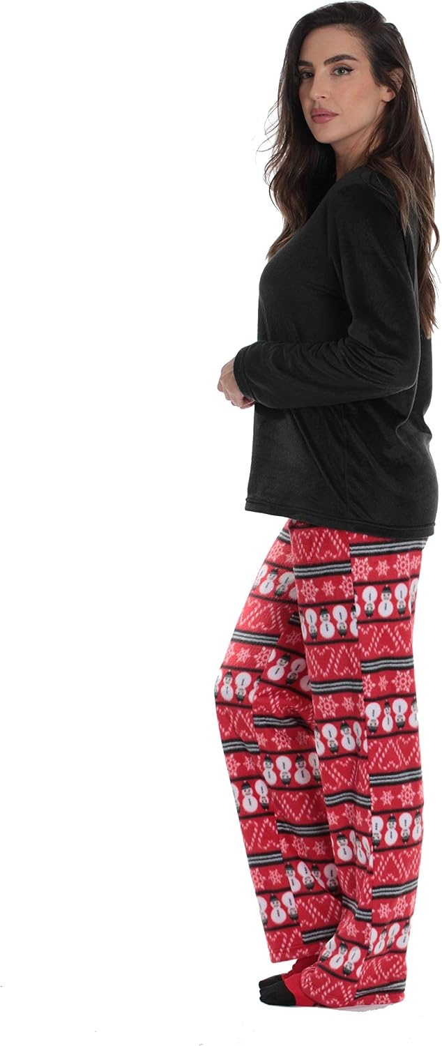 image:imageJust Love Pajama Pants Set Womens with SocksRed Candycane Snowman