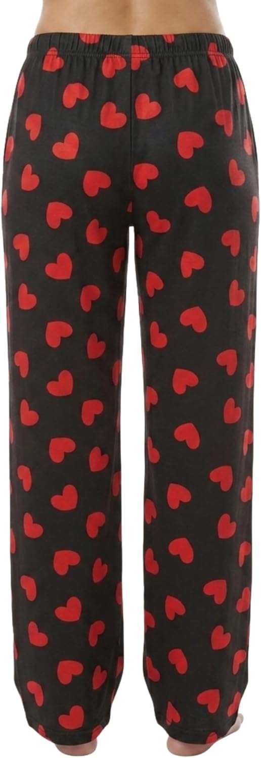 image:imageJust Love Womens Pajama Pants Soft Stretch Jersey PJ Bottoms with Two Pockets Elastic Waist and DrawstringBlack Red Heart Print