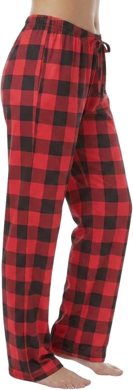 image:imageJust Love Womens Pajama Pants Soft Stretch Jersey PJ Bottoms with Two Pockets Elastic Waist and DrawstringRed Black Buffalo Plaid