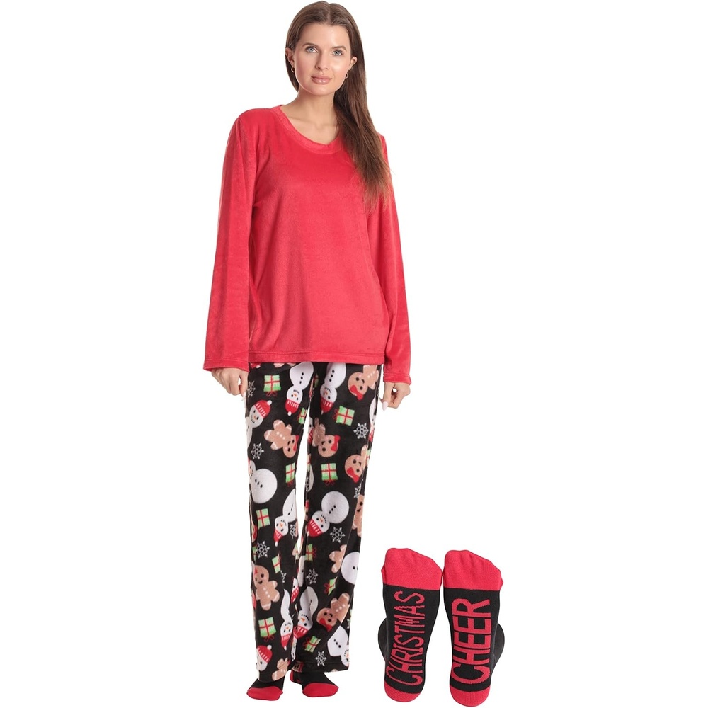 image:imageJust Love Pajama Pants Set Womens with SocksBlack Mixed Holiday