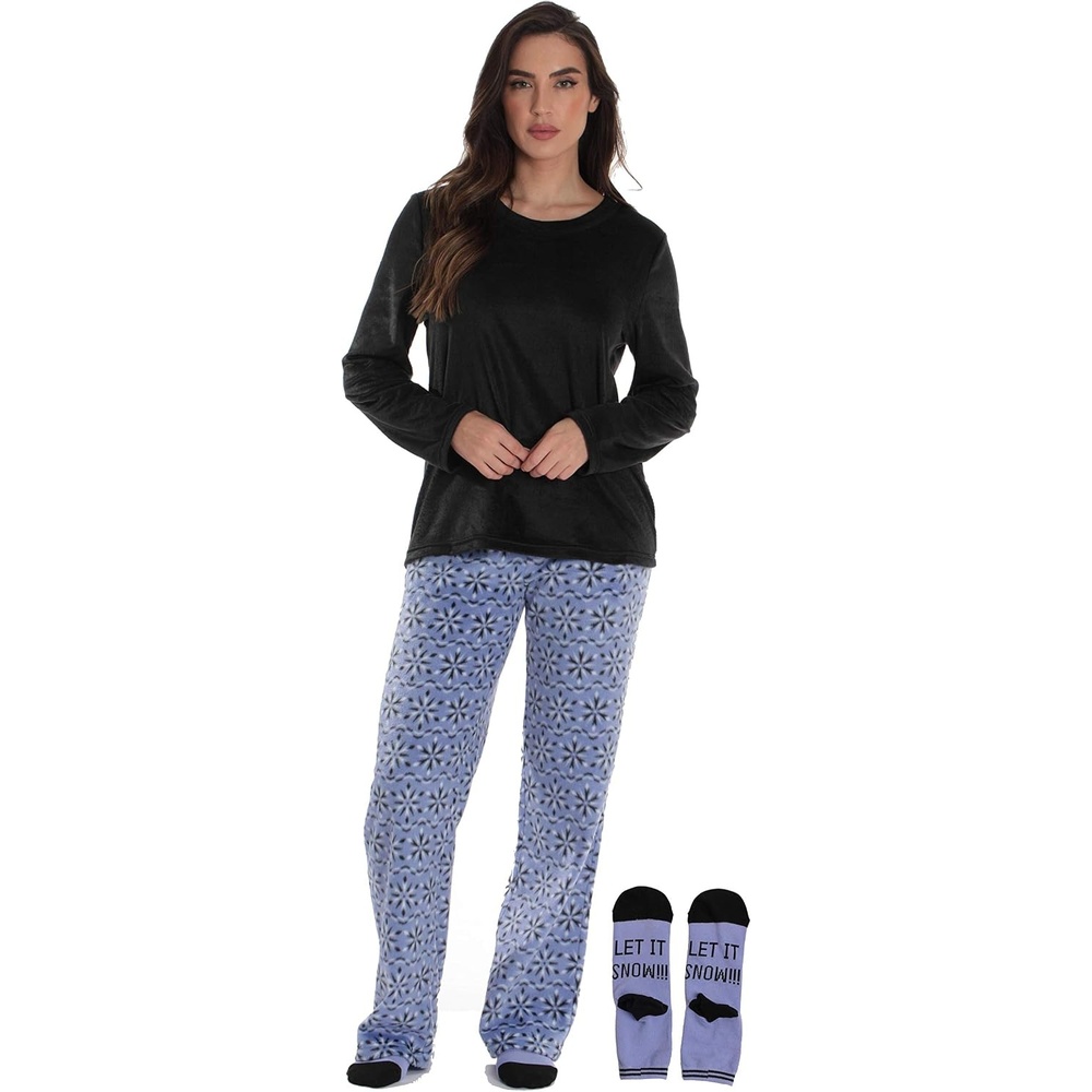 image:imageJust Love Pajama Pants Set Womens with SocksPurple  Snowflake