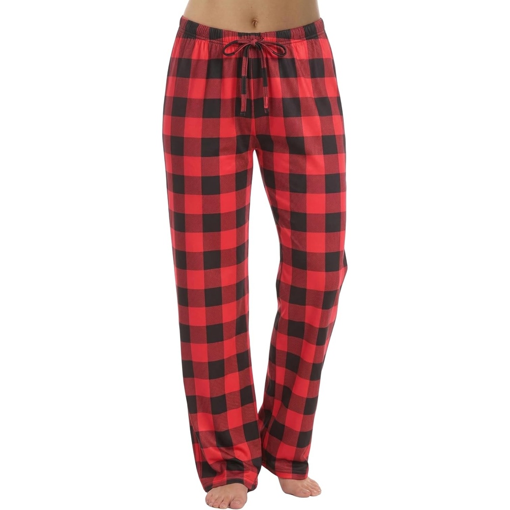 image:imageJust Love Womens Pajama Pants Soft Stretch Jersey PJ Bottoms with Two Pockets Elastic Waist and DrawstringRed Black Buffalo Plaid