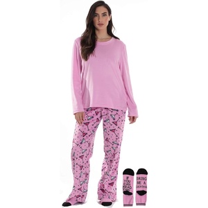 Just Love Pajama Pants Set Womens with Socks(Pink – Cocktail)