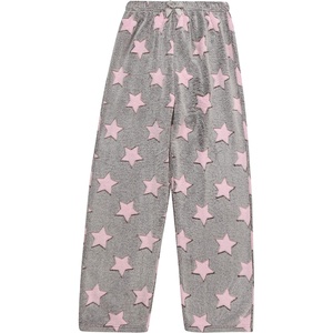 Just Love Plush Pajama Pants for Girls – Fleece PJs(Embossed Star – Grey)