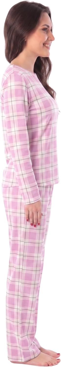image:imageJust Love Womens Fleece Pajama Set Long Sleeve 2Piece Matching SleepwearBrushed Pink Plaid
