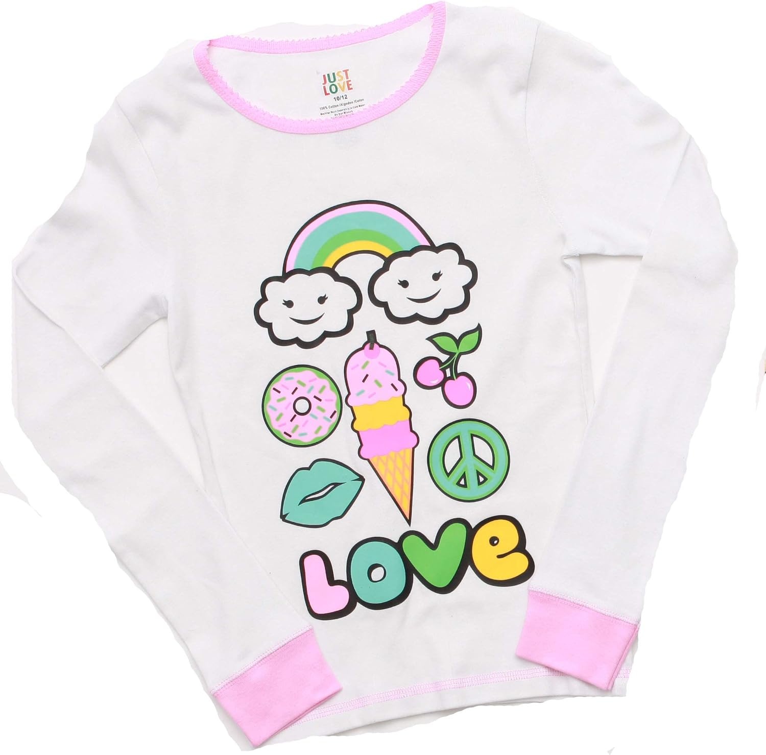 image:imageJust Love Pajamas for GirlsWhite Love Peace and Treats