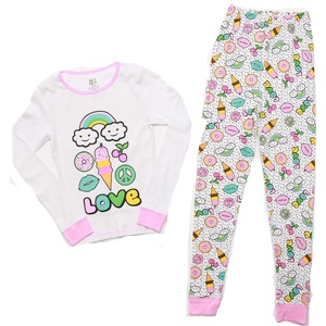 Just Love Pajamas for Girls(White – Love Peace and Treats)