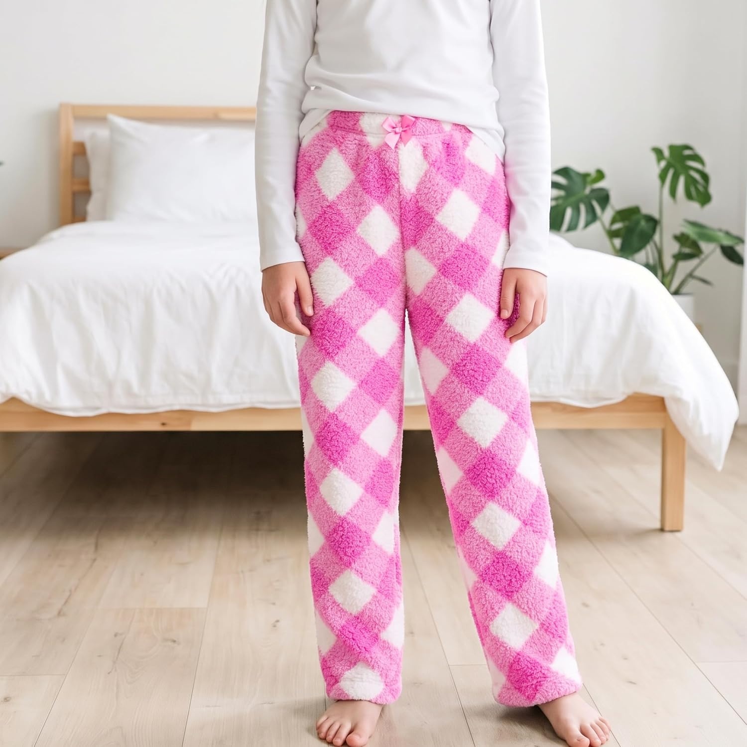 image:imageJust Love Girls Plush Fleece Pajama Pants Buffalo Plaid PJsBuffalo Plaid Diagonal Fuchsia