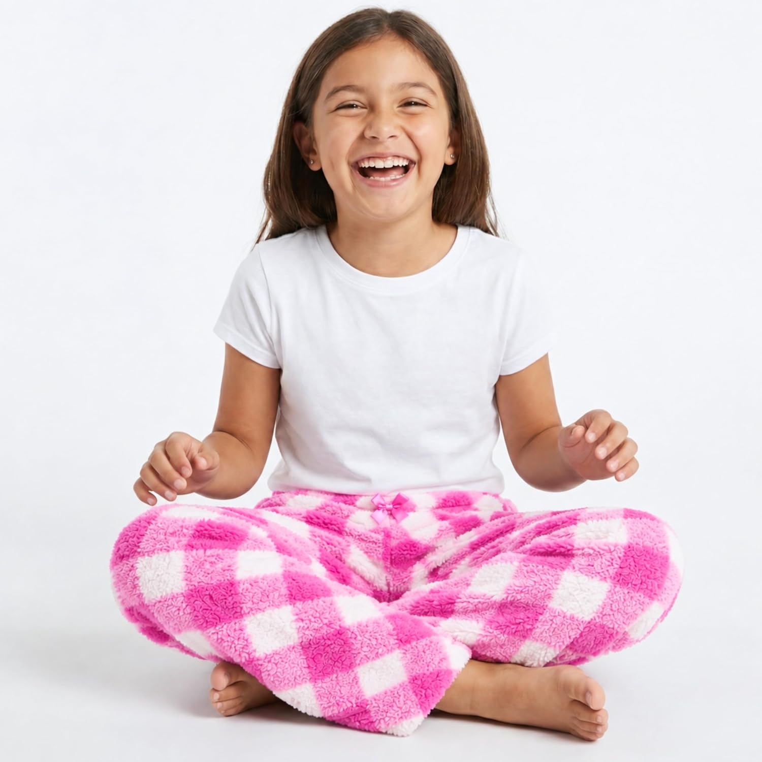 image:imageJust Love Girls Plush Fleece Pajama Pants Buffalo Plaid PJsBuffalo Plaid Diagonal Fuchsia