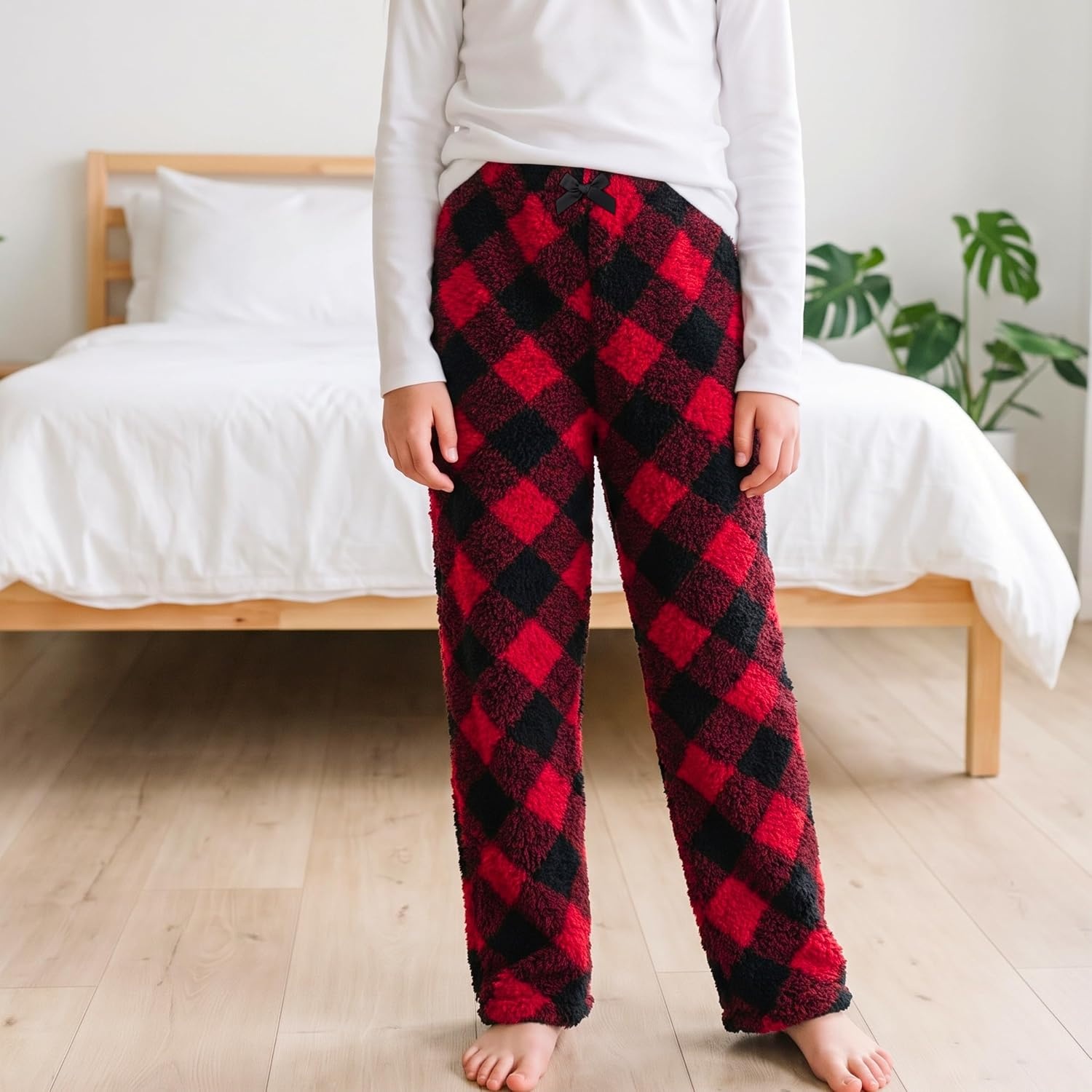image:imageJust Love Girls Plush Fleece Pajama Pants Buffalo Plaid PJsBuffalo Plaid Red Black