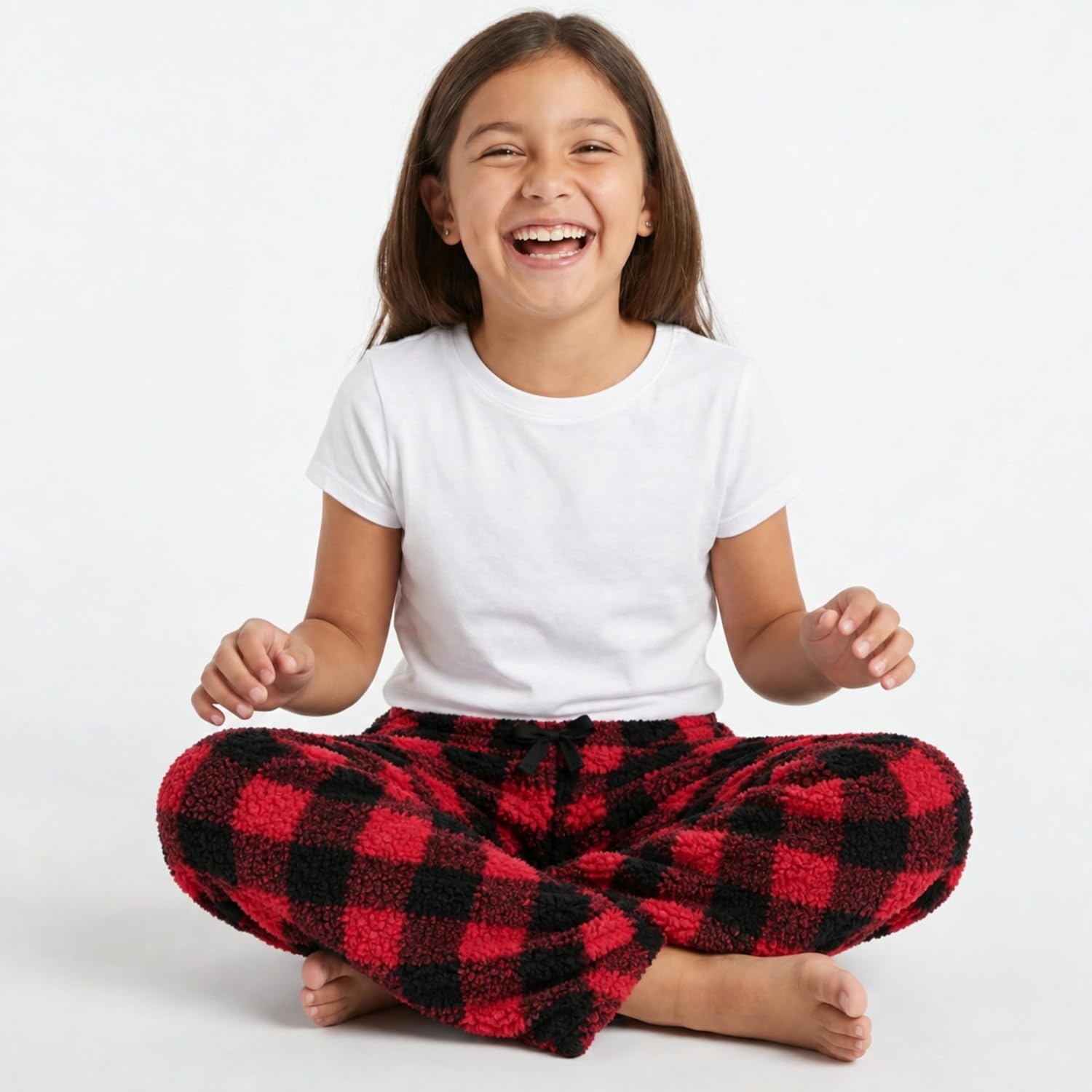 image:imageJust Love Girls Plush Fleece Pajama Pants Buffalo Plaid PJsBuffalo Plaid Red Black