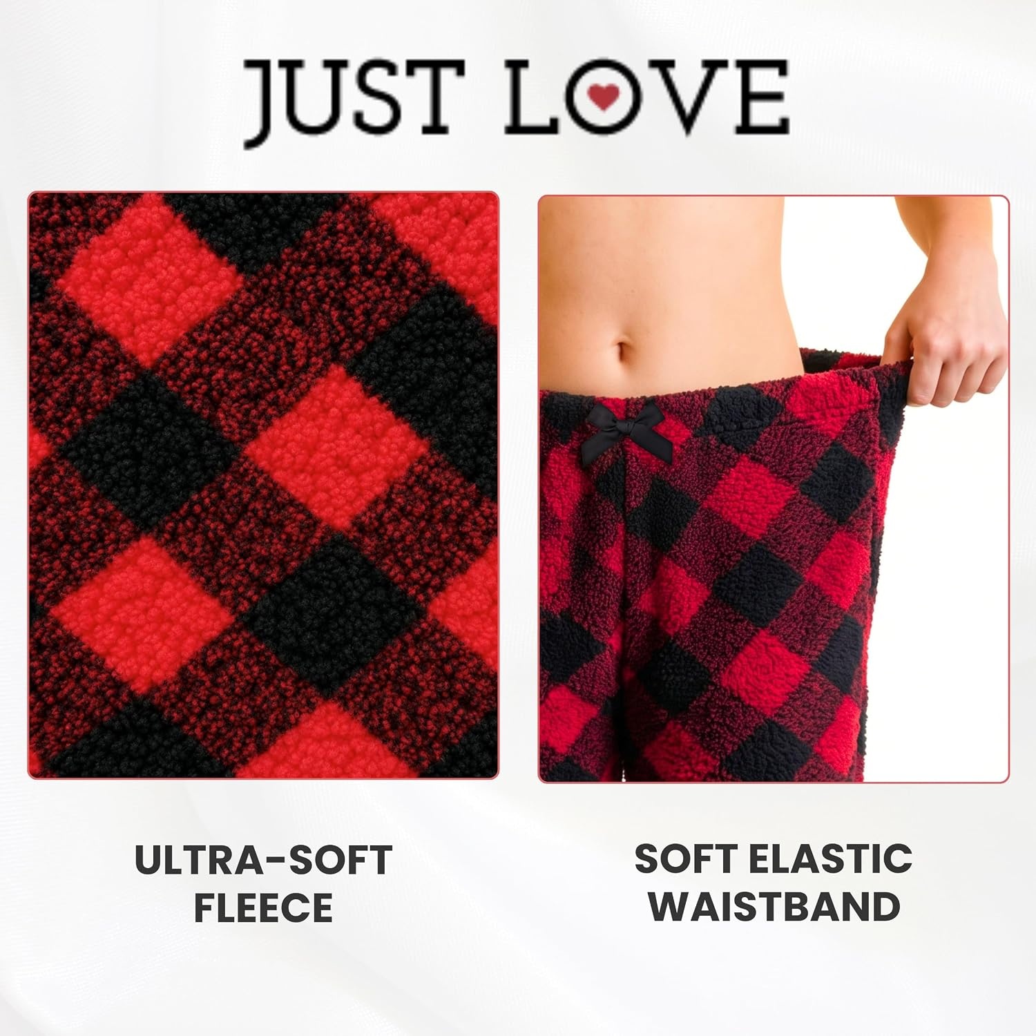 image:imageJust Love Girls Plush Fleece Pajama Pants Buffalo Plaid PJsBuffalo Plaid Red Black