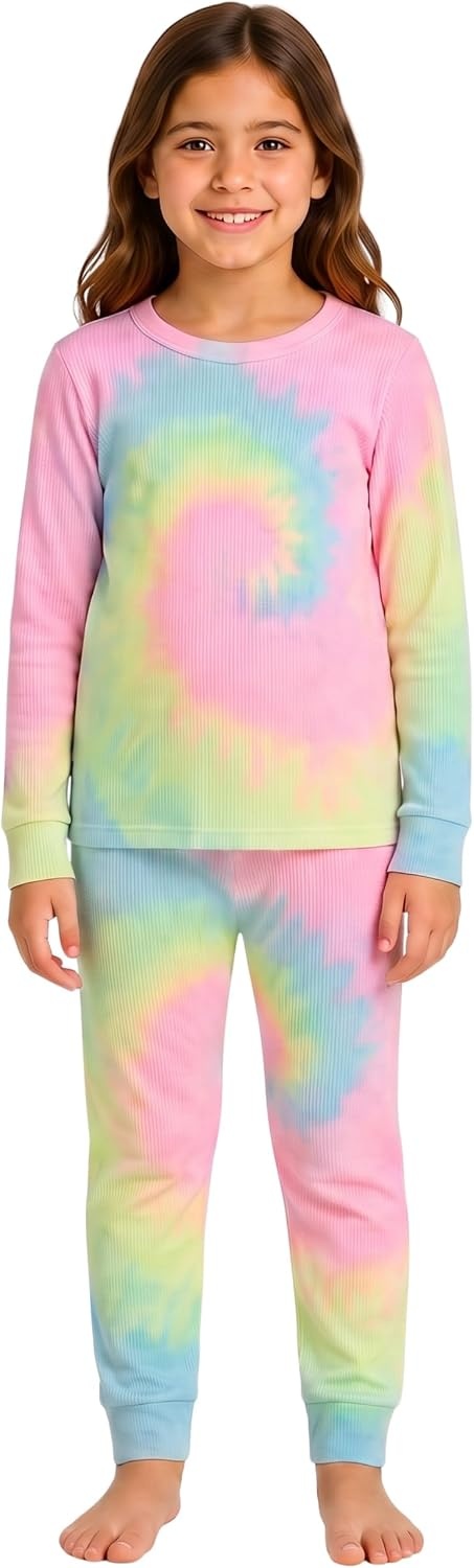 image:imageJust Love Girls Thermal Underwear Set 2Piece Crew Neck Base LayerTie Dye Neon Purple
