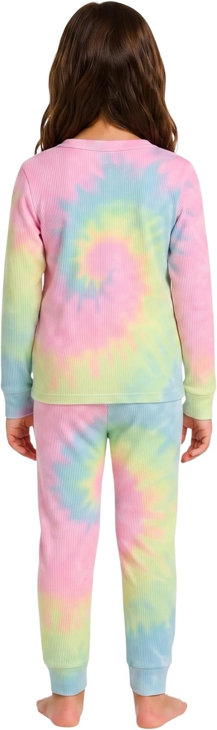 image:imageJust Love Girls Thermal Underwear Set 2Piece Crew Neck Base LayerTie Dye Neon Purple