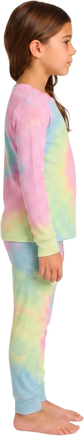 image:imageJust Love Girls Thermal Underwear Set 2Piece Crew Neck Base LayerTie Dye Neon Purple