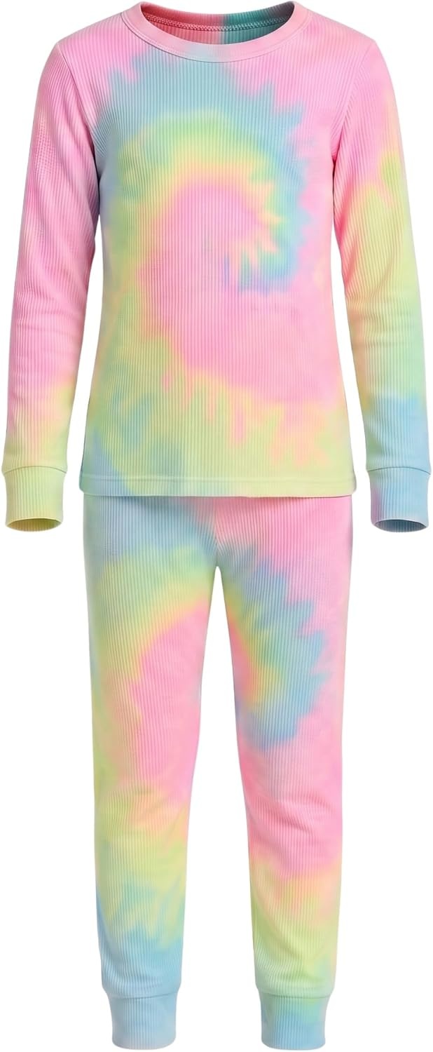 image:imageJust Love Girls Thermal Underwear Set 2Piece Crew Neck Base LayerTie Dye Neon Purple
