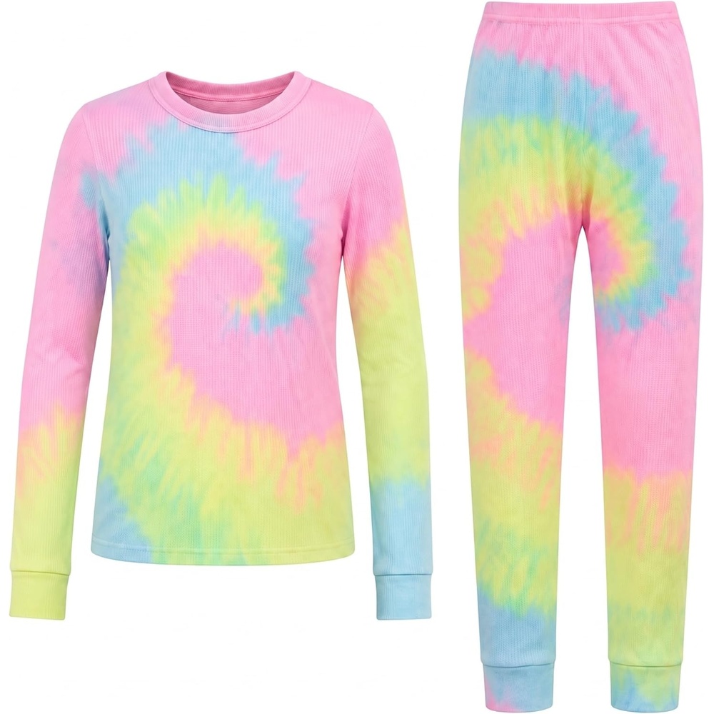 image:imageJust Love Girls Thermal Underwear Set 2Piece Crew Neck Base LayerTie Dye Neon Purple